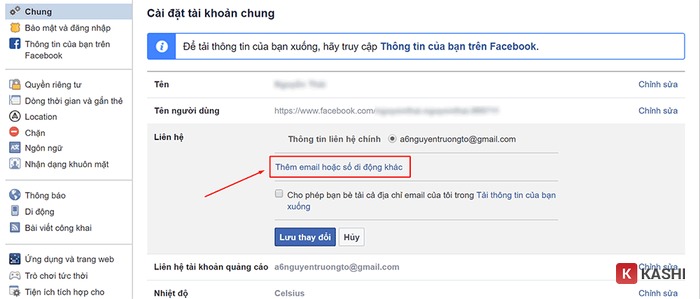 Thêm email của bạn vào ô
