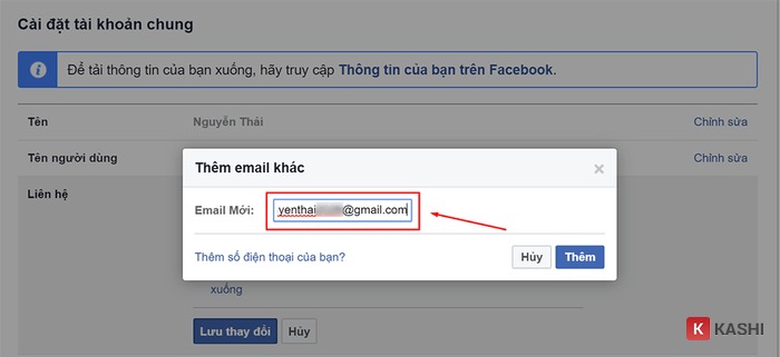 Nhập email mới xong chọn “Thêm”