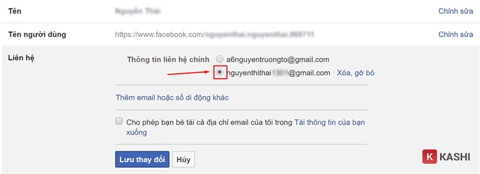 Thay đổi email chính