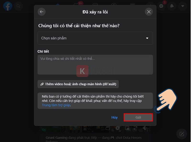 Mô tả sự cố và gửi báo cáo trên máy tính
