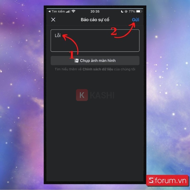 Mô tả sự cố và gửi báo cáo