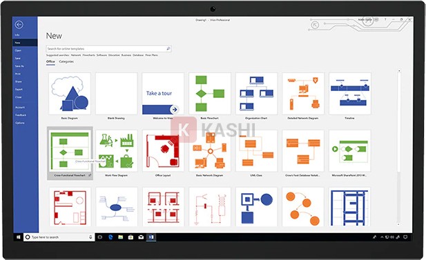 Giao diện template của Visio 2019