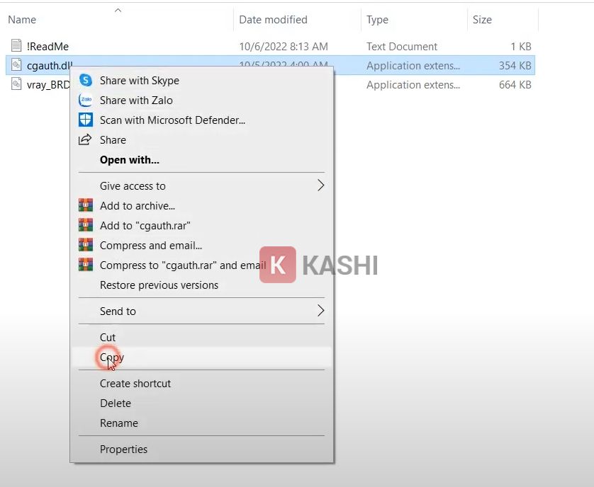 Sao chép file cgauth.dll