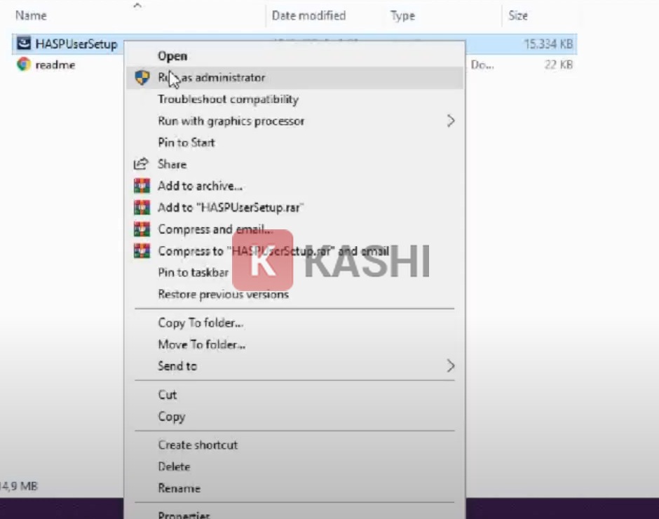 Chạy file "HASPUsersetup" với quyền admin