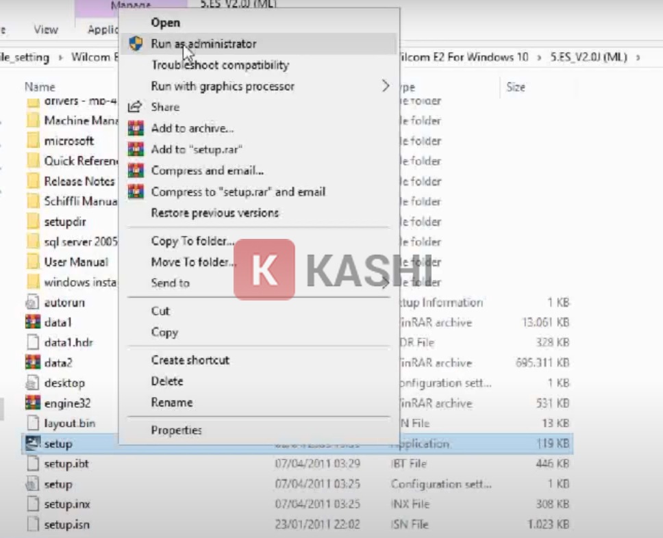 Chạy file "Setup" với quyền admin