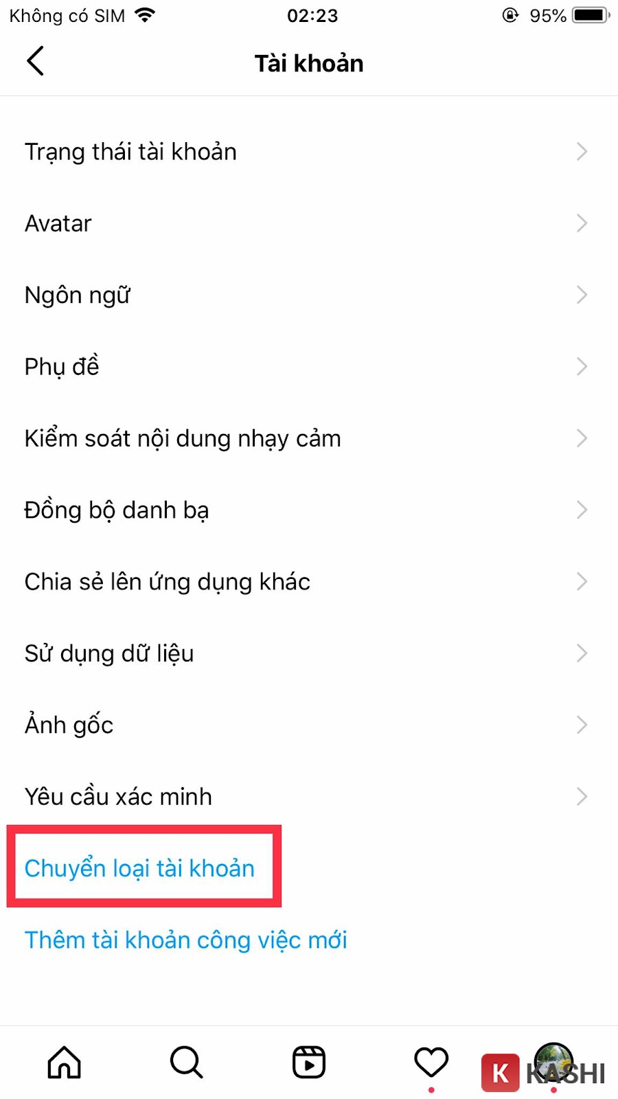 alt text: Hướng dẫn chuyển loại tài khoản Instagram