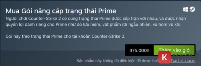 giá gói prime trên nền tảng steam.
