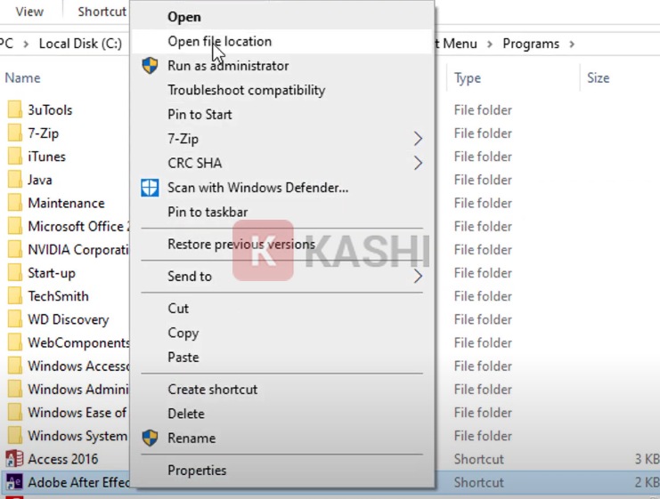Mở thư mục cài đặt