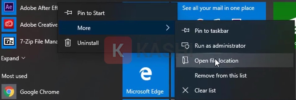 Tìm đường dẫn cài đặt After Effects CC 2019