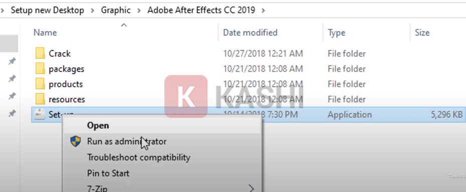 Chạy file setup với quyền admin