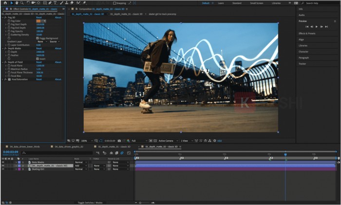 Giao diện Adobe After Effects 2025