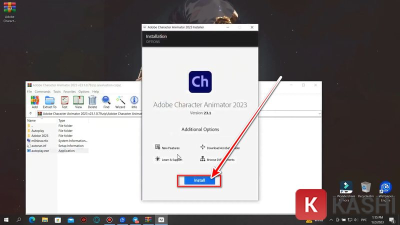 Nhấn Install để cài đặt phần mềm