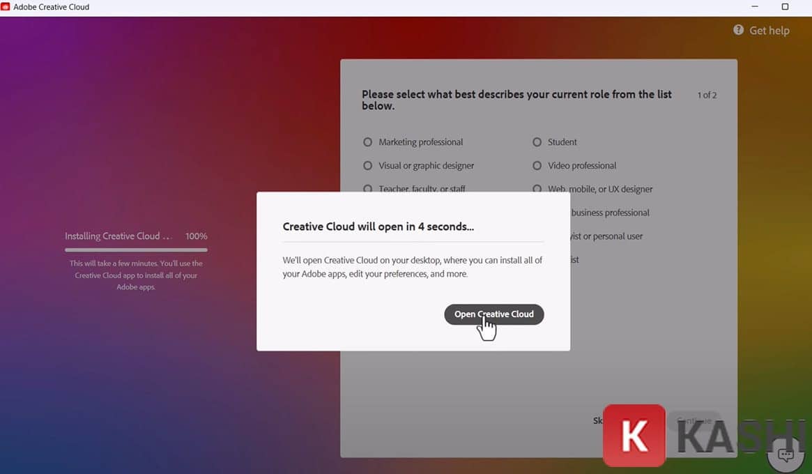 Giao diện Adobe Creative Cloud sau khi cài đặt