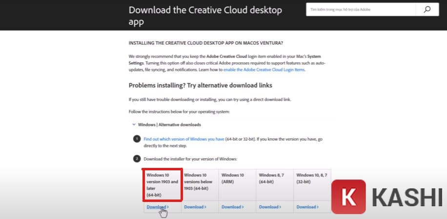 Lựa chọn phiên bản tải xuống cho Windows