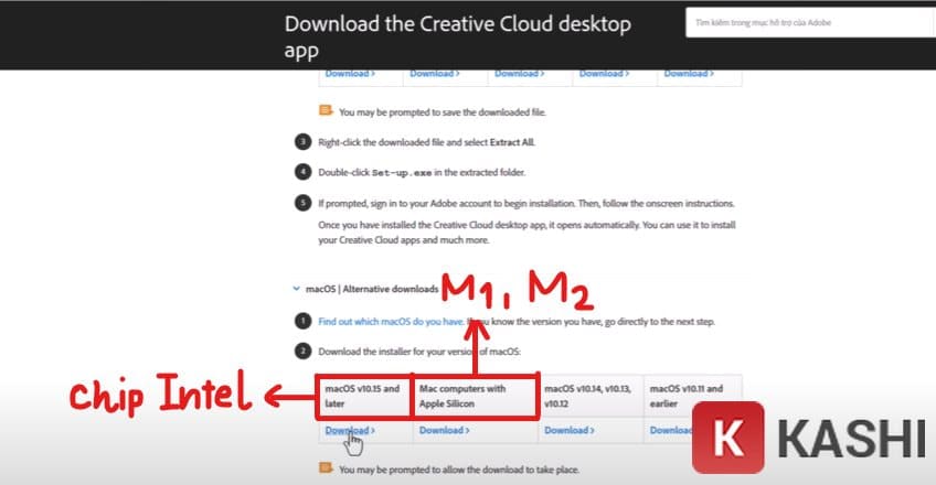 Lựa chọn phiên bản tải xuống cho macOS