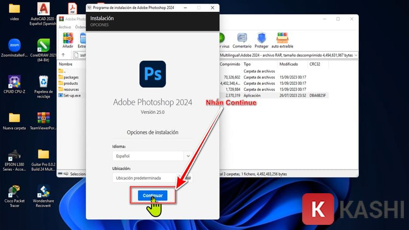 Nhấn Continue để cài đặt