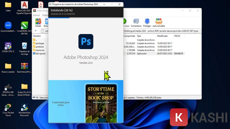 Đang cài đặt Photoshop 2024