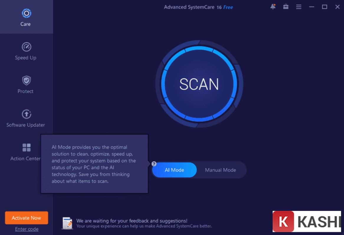 Giao diện phần mềm Advanced Systemcare 16