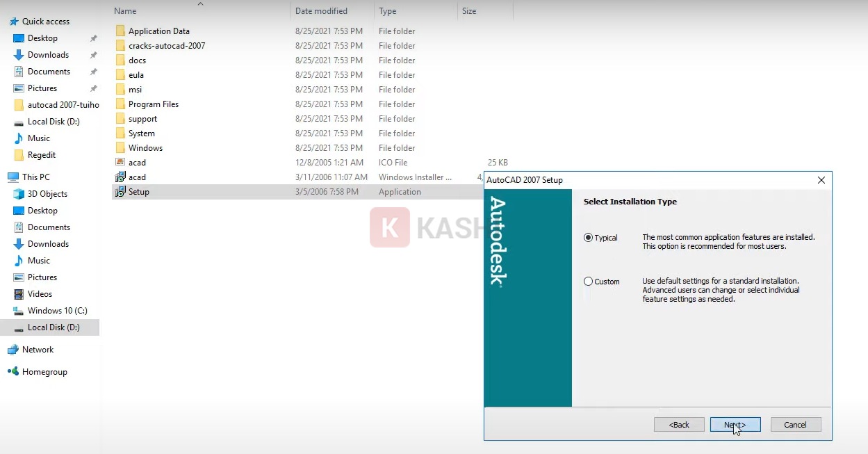 Nhấn tick vào "Typical" và chọn "Next"