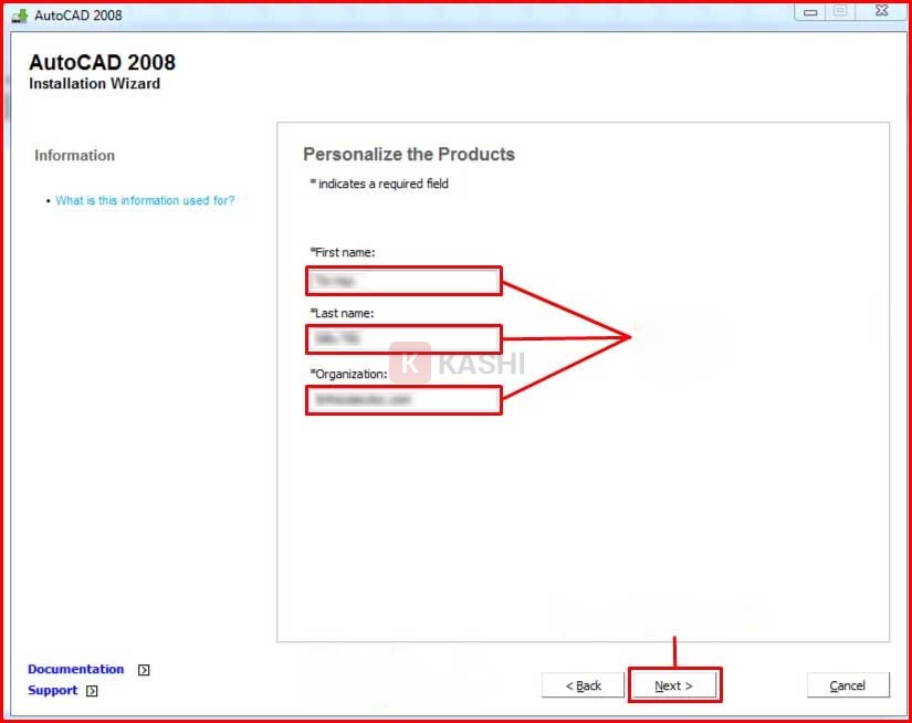 Điền thông tin và nhấn "Next"