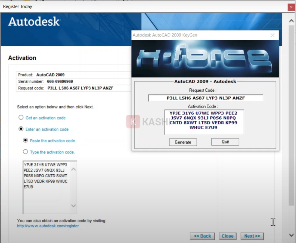 Copy Activation Code dán vào Autocad 2009