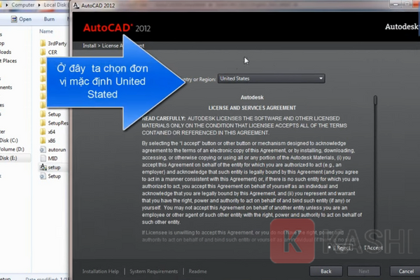 Chọn đơn vị cài đặt