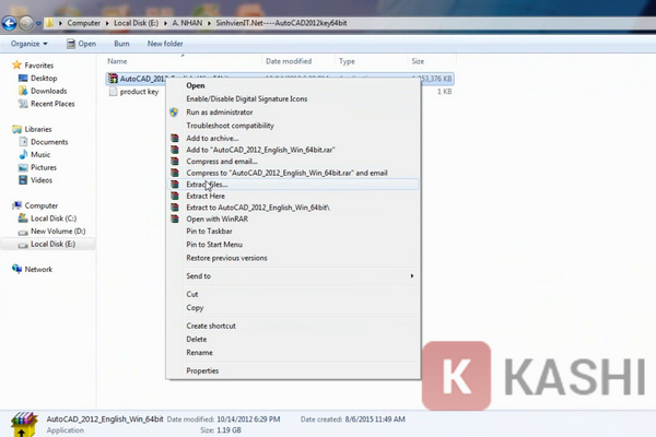 Giải nén file cài đặt