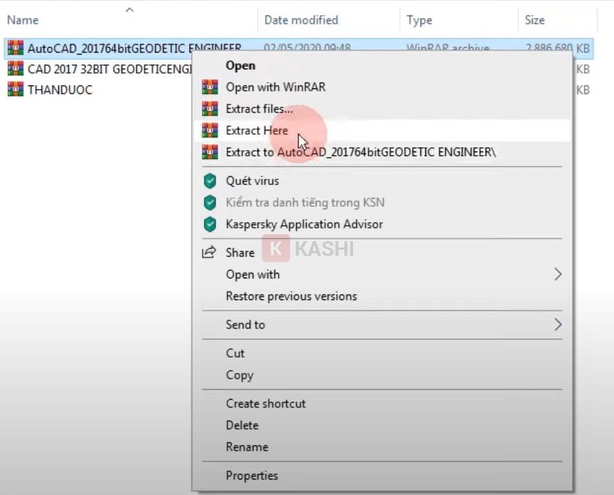 Giải nén file cài đặt