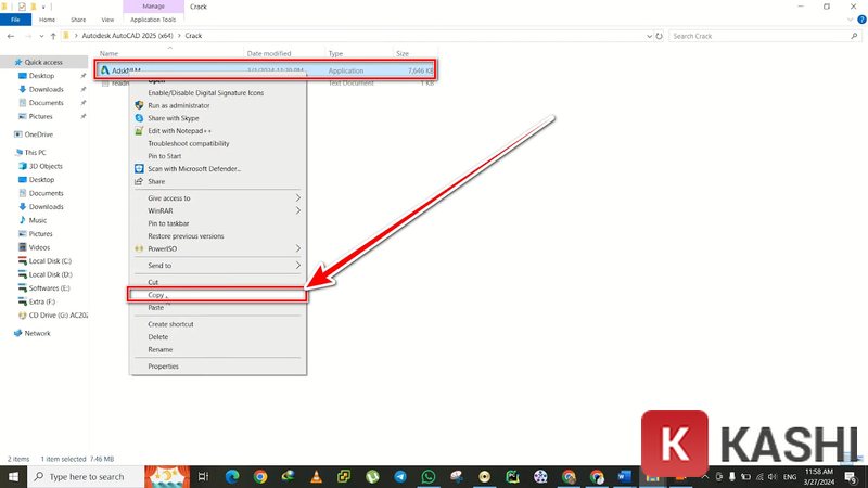 Sao chép file crack
