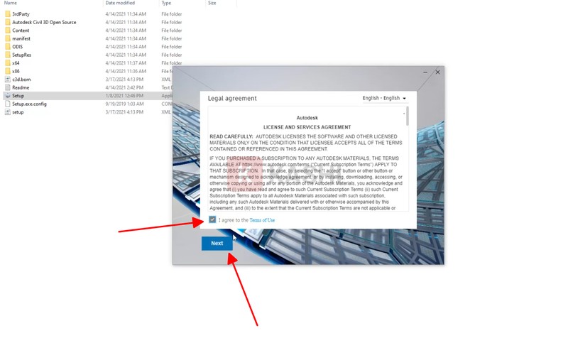 Tick vào đồng ý với điều khoản và tiếp tục ấn Next 