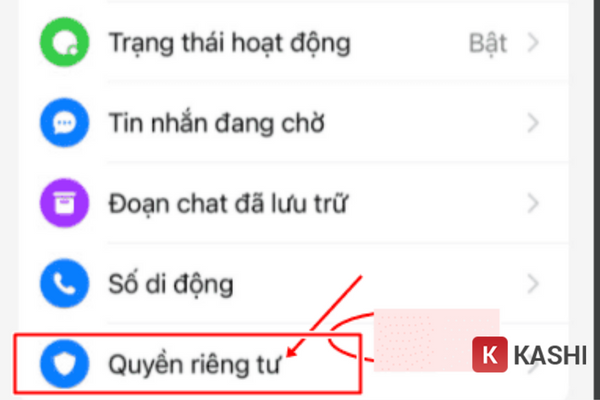 Cài đặt quyền riêng tư Messenger