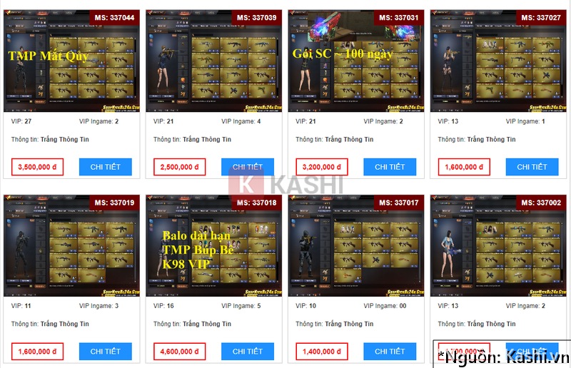 Chi phí mua acc cf hiện nay