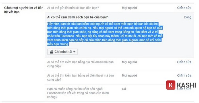 Chỉnh sửa cài đặt danh sách bạn bè