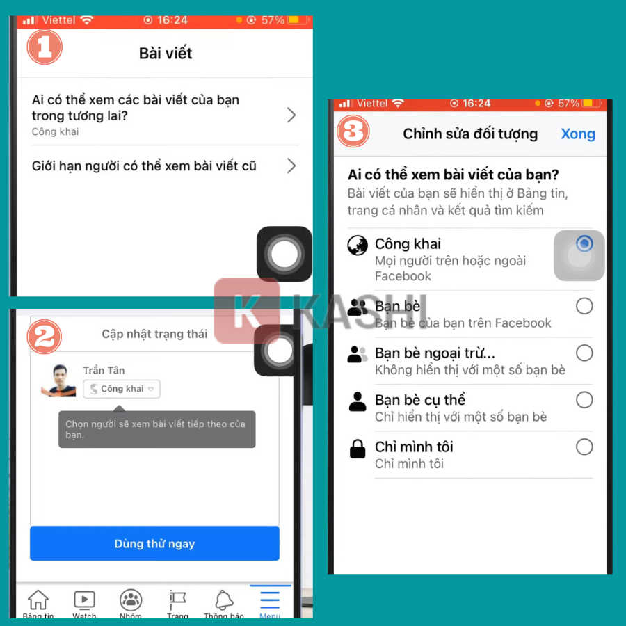 Click vào "Ai có thể xem các bài viết của bạn trong tương lai" -> "Dùng thử ngay" -> Thay đổi sang chế độ "Bạn bè"