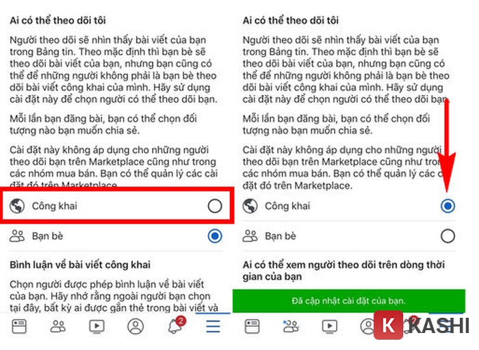 Bật theo dõi công khai trên Facebook iOS