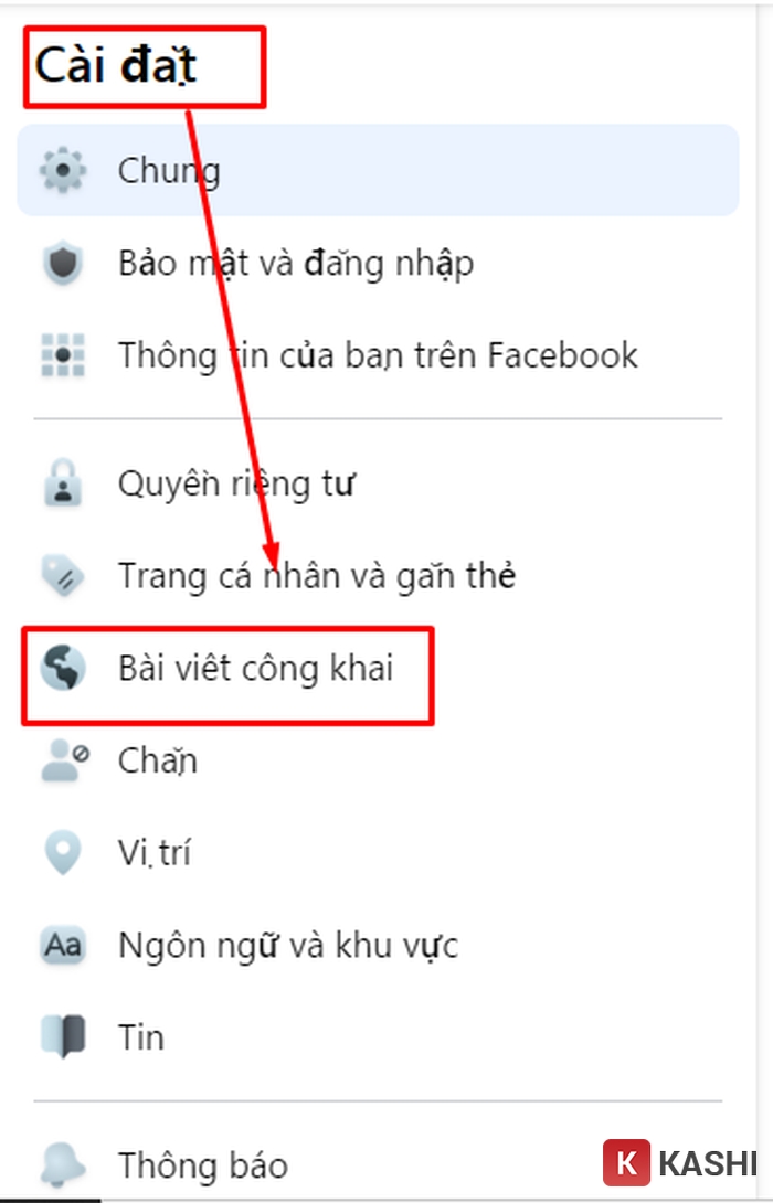Vào cài đặt bài viết công khai trên Facebook máy tính
