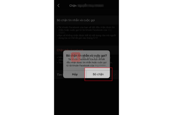Cuối cùng nhấn "Bỏ chặn"