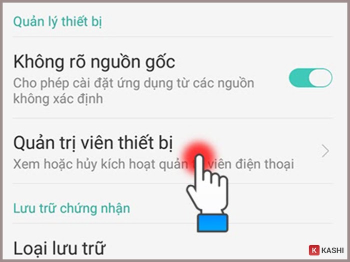 Chọn quản lý thiết bị trên Android
