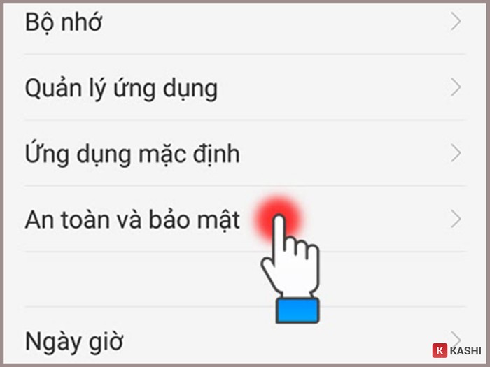 Truy cập cài đặt an toàn và bảo mật trên Android