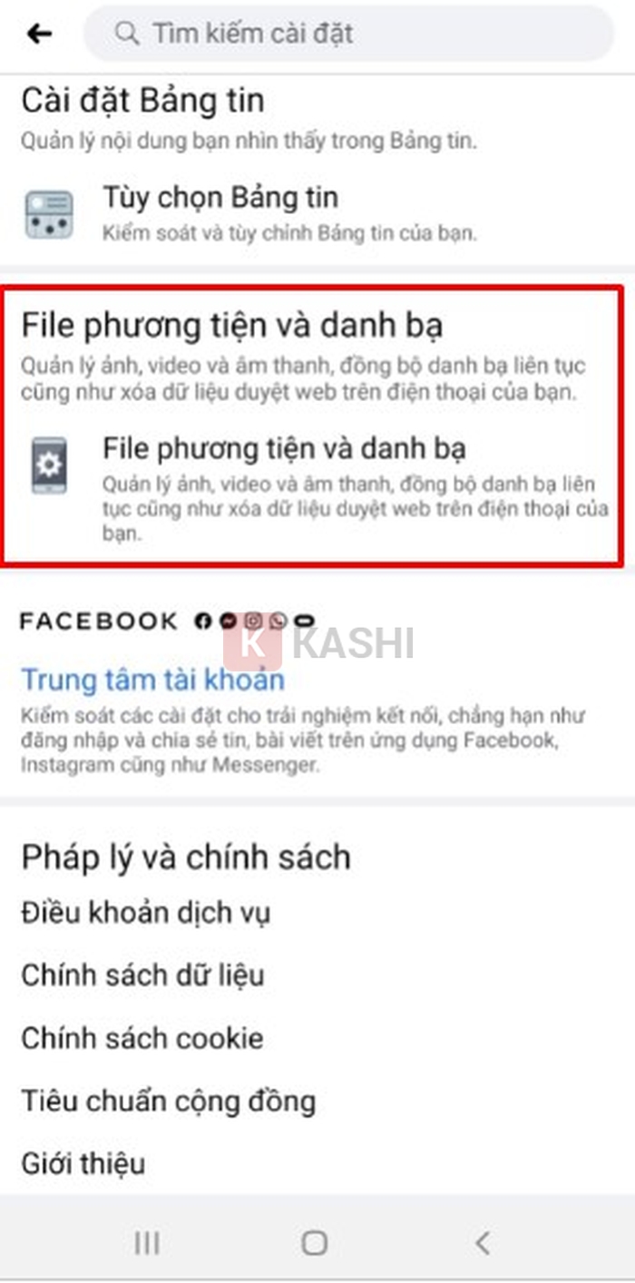Chọn => "File phương tiện và danh bạ"