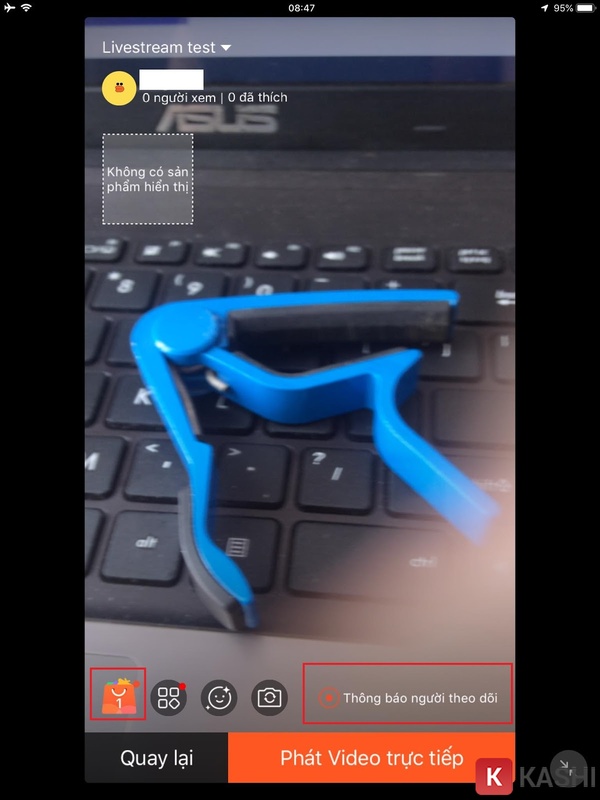 Lựa chọn góc livestream