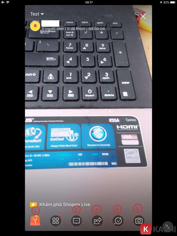 Các tính năng trên Shopee Live