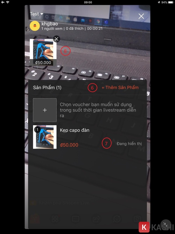 Các tính năng trên Shopee Live