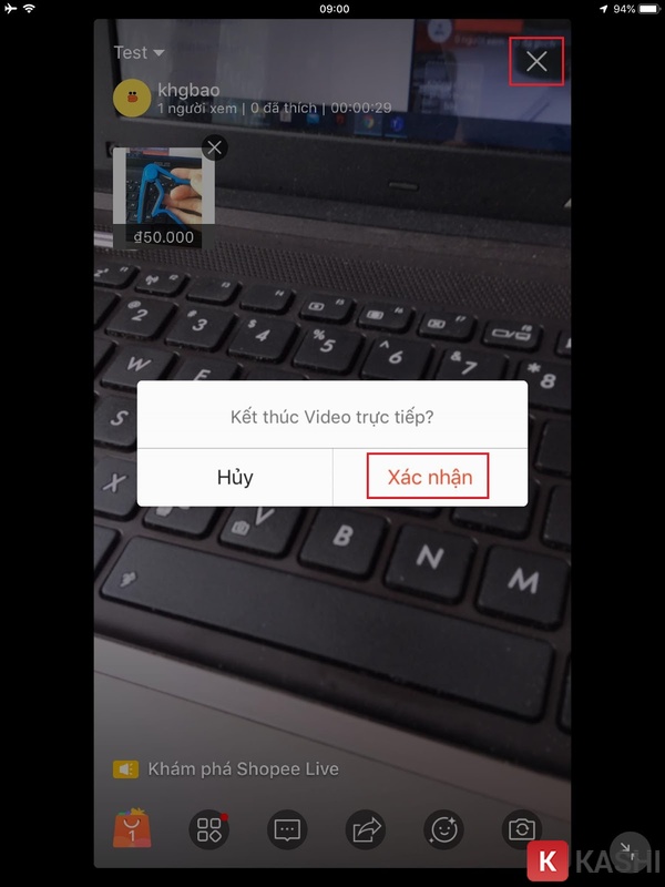Kết thúc livestream