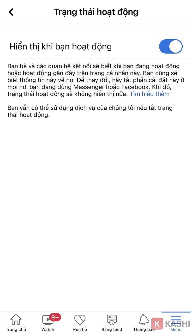 Bật trạng thái hoạt động trên Messenger di động