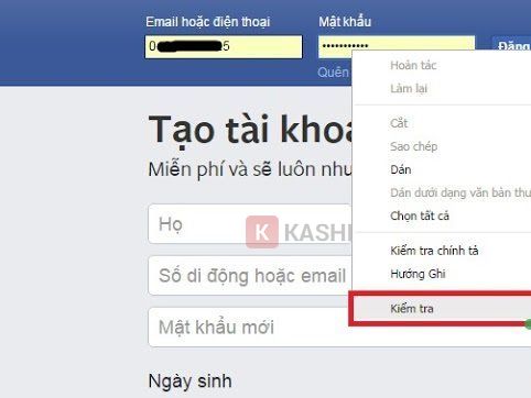 Kiểm tra phần tử mật khẩu