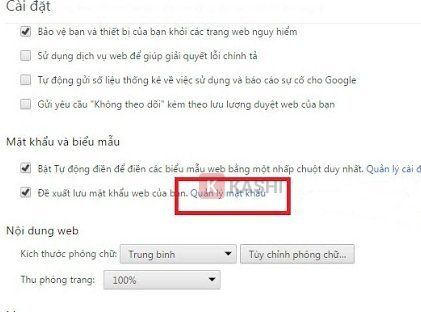 Quản lý mật khẩu đã lưu