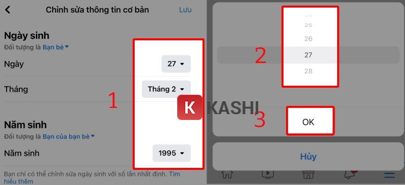Chọn ngày sinh mới