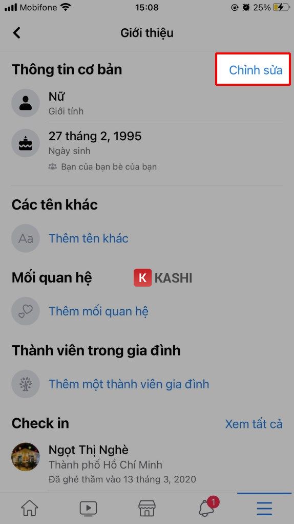 Chỉnh sửa thông tin cơ bản