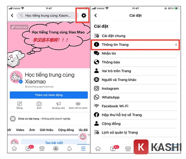 Chọn Thông tin trang